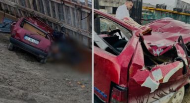 10 Metre Yükseklikten Uçan Araç İnşaat Temelinin Çamuruna Saplandı