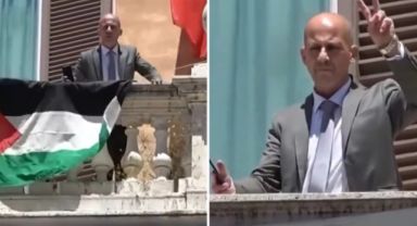 İtalyan Eski Milletvekilinden Göz Kamaştırıcı Protesto: Filistin Bayrağıyla İsrail'i ve Ülkesini Eleştirdi