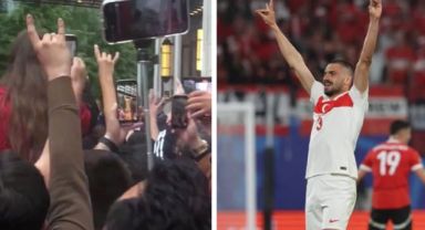 Berlin'de Türk Taraftarların Milli Takım Otobüsüne Bozkurt İşaretiyle Desteği