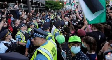 ABD'de Gazze'ye destek gösterilerine sert müdahale: İsrail Konsolosluğu önünde gergin anlar